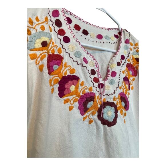 Embroidered Floral Boho Blouse Shirt Top Cottage Indie Fairy Festival Hippie - Picture 2 of 6